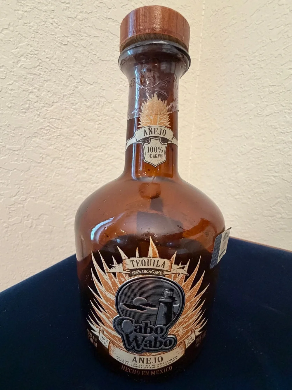 Empty Vintage Cabo Wabo Añejo Tequila Glass Bottle – Lighthouse Label (750ml)